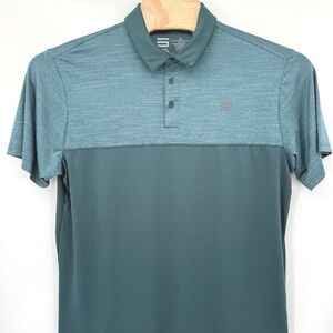 Three Sixty Six Polo Shirt Men XL Teal Green Colorblock Performance Golf Tee